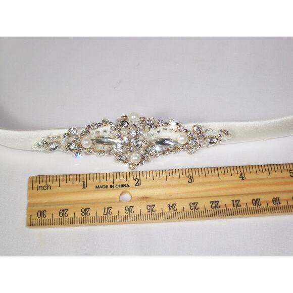 Bridal beaded belt sash, thin bridal belt sash, wedding skinny belt sash - Picture 5 of 6